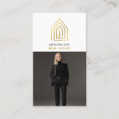 Carte De Visite Gold Key Photo Real Estate Agent QR Code White (Devant)