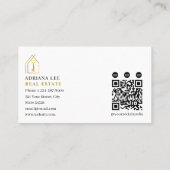 Carte De Visite Gold Key Photo Real Estate Agent QR Code White (Dos)