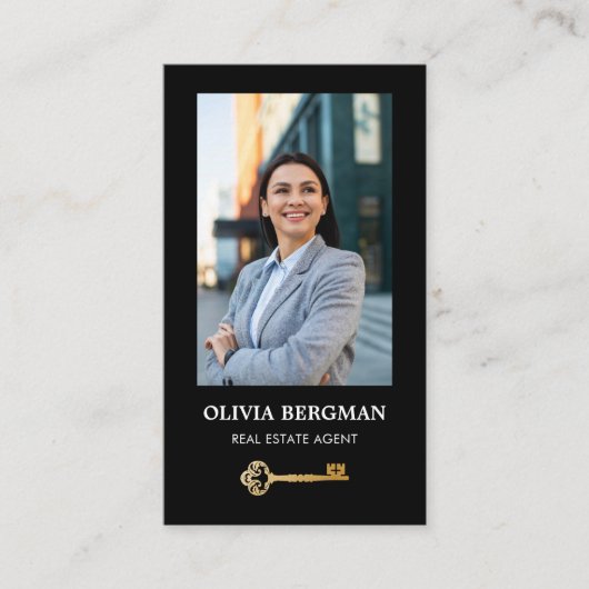 Carte De Visite Gold Key Professional Real Photo QR CODE (Devant)