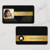 Carte De Visite Gold Key Real Estate Agent Ajouter une photo noir (Devant / Derrière)