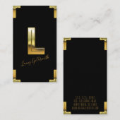 Carte de visite Gold L initial et bordures (Devant / Derrière)