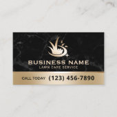 Carte De Visite Gold Lawn Care Logo Black Marble Landscaping (Devant)