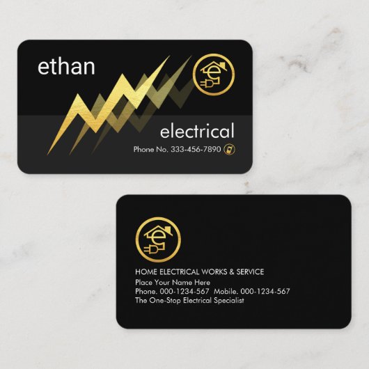 Carte De Visite Gold Lightning Powers Letter-e Electric (Devant / Derrière)