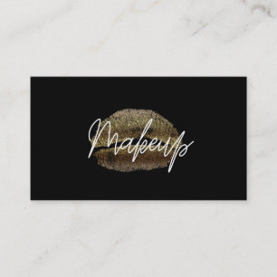 Carte De Visite Gold Lips Kiss maquillage beauté glam chic noir