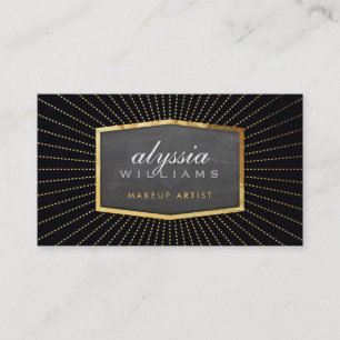 Carte De Visite GOLD LOGO art déco élégant sunburst classe noir