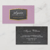 Carte De Visite GOLD LOGO art déco élégant sunburst gris lilas (Devant / Derrière)