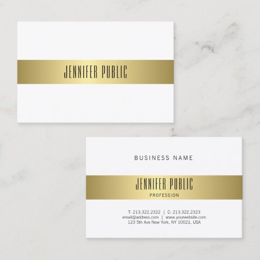 Carte De Visite Gold Look Design moderne Mode Simple Plat simple (Devant / Derrière)