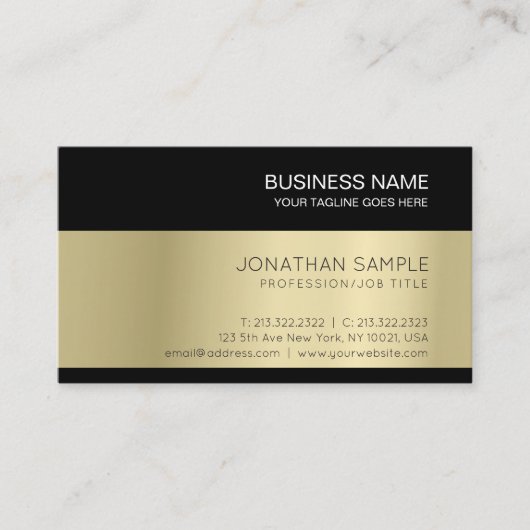 Carte De Visite Gold Look élégant moderne Premium Finition soie lu (Devant)