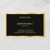 Carte De Visite Gold Look moderne élégant Modèle professionnel (Dos)
