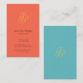 Carte De Visite Gold Look Monogramme Moderne Élégant couleurs Modè (Devant / Derrière)