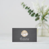 Carte De Visite Gold Lotus Floral Logo Yoga Instructor Spa Therapy (Debout devant)