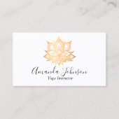 Carte De Visite Gold Lotus Flower Boho Yoga Enseignant Holding (Devant)