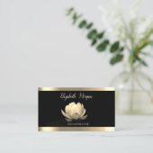 Carte De Visite Gold Lotus Flower Gold Strie Black Yoga (Debout devant)