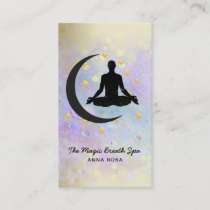 Carte De Visite *~* Gold Man + Moon Yoga Méditation Mindfulness