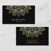 Carte De Visite Gold Mandala Black Elegant Chic Modern Yoga Studio (Devant / Derrière)