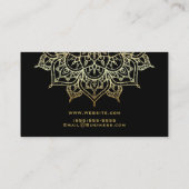 Carte De Visite Gold Mandala Black Elegant Chic Modern Yoga Studio (Dos)