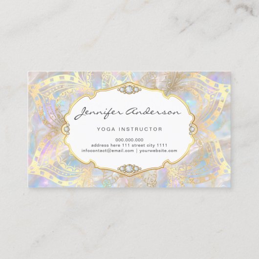 Carte De Visite Gold Mandala Iridescente Holographique Opal unique (Dos)