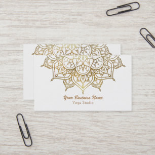 Carte De Visite Gold Mandala White Chic Classy Modern Yoga