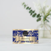 Carte De Visite Gold Marble Consulting Design Blue Navy (Debout devant)