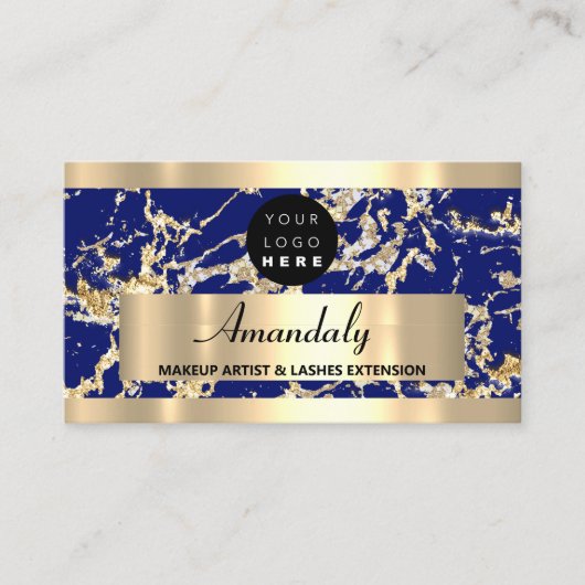 Carte De Visite Gold Marble Consulting Design Blue Navy (Devant)