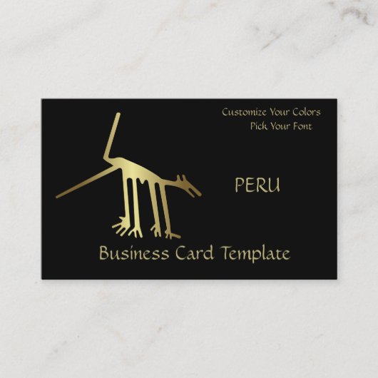 Carte De Visite Gold Metallic Ancient Logo Pérou Lignes (Devant)
