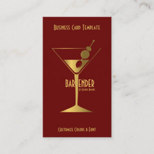 Carte De Visite Gold Metallic Cocktail Logo Barman