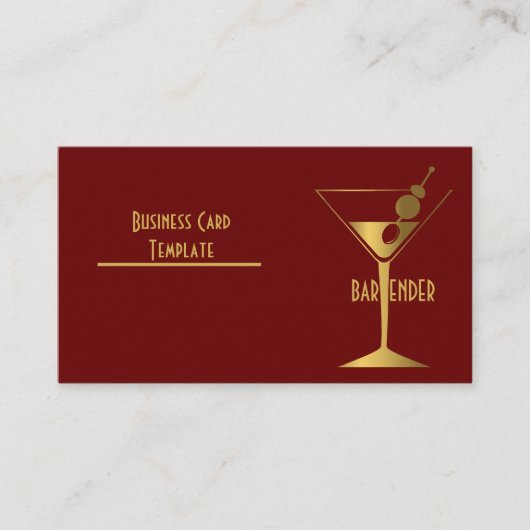 Carte De Visite Gold Metallic Cocktail Logo Barman (Devant)