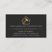 Carte De Visite Gold Metallic Handyman Construction Black  (Devant)