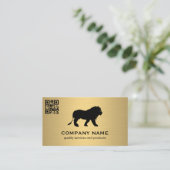 Carte De Visite Gold Metallic / Lion Icon / code QR Scan (Debout devant)