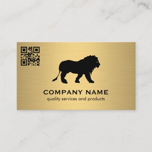 Carte De Visite Gold Metallic / Lion Icon / code QR Scan (Devant)