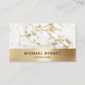 Carte De Visite Gold Metallic Marbre blanc Consultant (Devant)