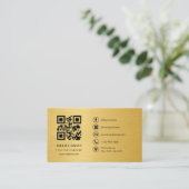 Carte De Visite Gold Metallic Professional Company Logo QR Code (Debout devant)