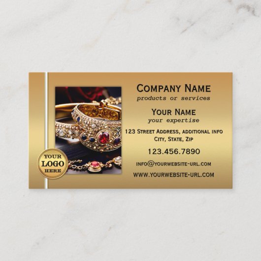 Carte De Visite Gold Metallic QR Code and Photo Professional (Devant)