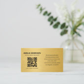 Carte De Visite Gold Metallic QR Code Minimalist Professional (Debout devant)