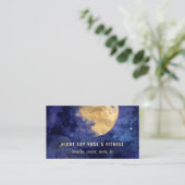 Carte De Visite Gold Moon Blue Aquarelle Nuit Ciel Nebula (Debout devant)