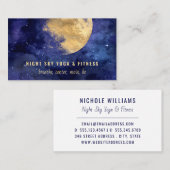 Carte De Visite Gold Moon Blue Aquarelle Nuit Ciel Nebula (Devant / Derrière)