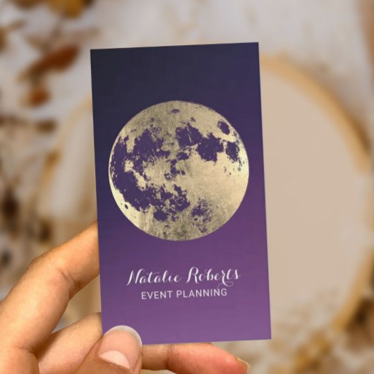 Carte De Visite Gold Moon Moderne Purple Event Planning