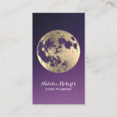 Carte De Visite Gold Moon Moderne Purple Event Planning (Devant)