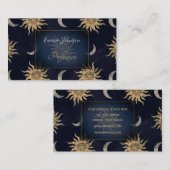 Carte De Visite Gold Moon Sun Mandala Blue Night Sky Motif (Devant / Derrière)