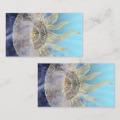 Carte De Visite Gold Moon Sun Mandala Celestial Design (Devant / Derrière)