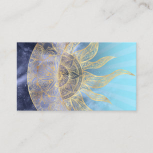Carte De Visite Gold Moon Sun Mandala Celestial Design