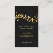 Carte De Visite Gold Music Notes Music Teacher Elegant (Dos)