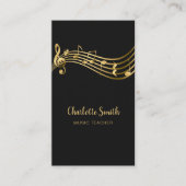 Carte De Visite Gold Music Notes Music Teacher Elegant (Devant)