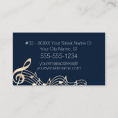 Carte De Visite Gold Music Notes sur Navy Blue (Dos)