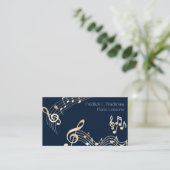 Carte De Visite Gold Music Notes sur Navy Blue (Debout devant)
