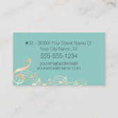 Carte De Visite Gold Music Notes sur Turquoise (Dos)