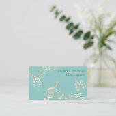 Carte De Visite Gold Music Notes sur Turquoise (Debout devant)