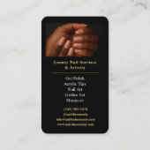Carte De Visite Gold Nails Technician QR Code Luxe Noir (Dos)