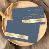 Carte De Visite Gold Navy Bleu Moderne Simple Élégant Métal Brossé