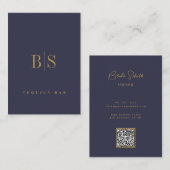 Carte De Visite Gold Navy Blue Modern Professional (Devant / Derrière)